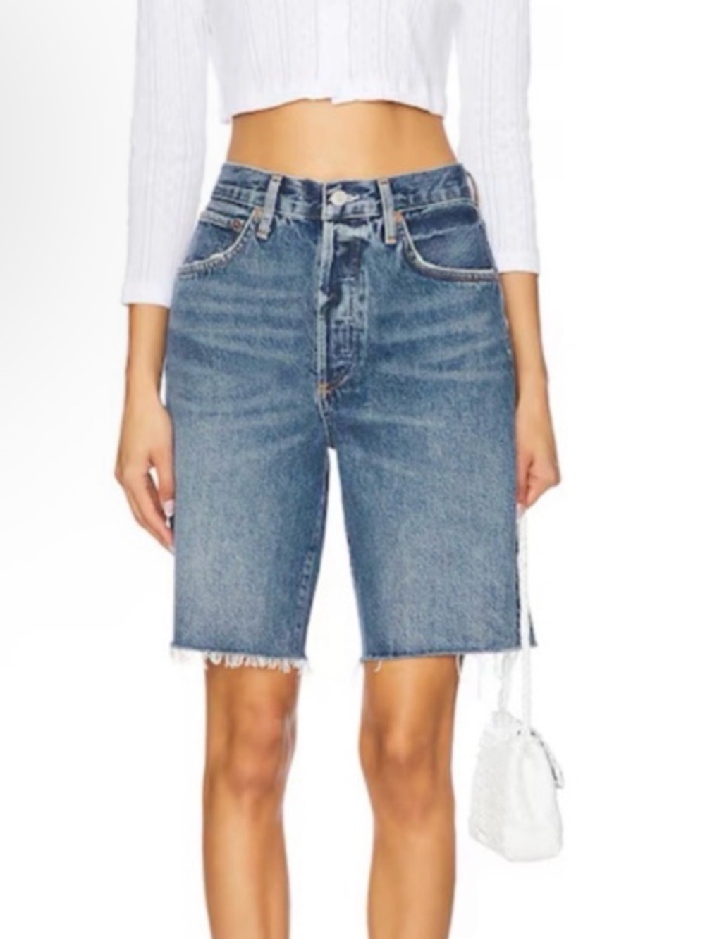 Agolde NWT Mid-Rise Denim Bermuda Shorts - Blue Wash